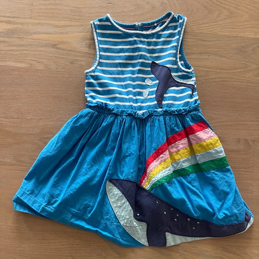Mini Boden Blue and White Striped Dress